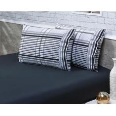 Jogo Lençol Solteiro 2 Peças 1,88X0,88X40Cm 180 Fios Preto - Mtr Enxov