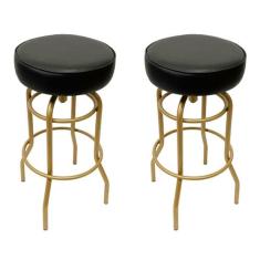 Banqueta Altura 65cm Bar Giratória cor Dourado fosco assento preto Kit