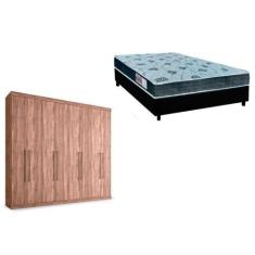 Cama Box Casal + Colchão D45 Cecina + Guarda Roupa Master Vip 8.4 Atac