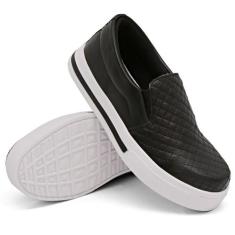 Tenis Slip On Casual Amanda Block Detalhe Textura Matelasse com Sola A