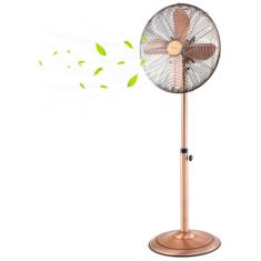 Ventilador de Pedestal Oscilante de Metal, Silencioso e Potente, com 3 Velocidades e Ajuste de Altura, 110V, COSTWAY, Cobre
