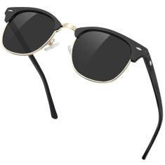 KANASTAL Óculos de Sol Masculinos Polarizados UV400 Classic Retro Femininos Óculos de Sol Semi Aro para Dirigir Viagem Festa