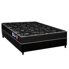 Conjunto Box Casal: Colchão Espuma Plumatex D28 Isopluma Vip + Base Crc Suede Black (138x188)