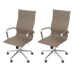 Kit 2 Cadeiras Escritório Presidente Esteirinha Rodízio Relax material