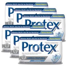 Kit Sabonete em Barra Protex Limpeza Profunda 85g com 6 unidades