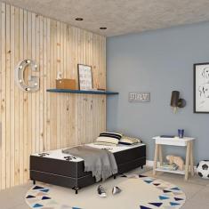 Cama Box Solteiro Conjugada Roma D28 Ortopédico Floral e Preta - Mobly