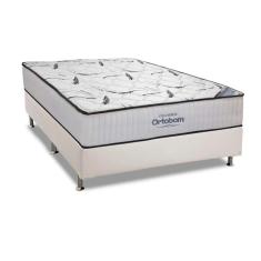 Cama Box Casal: Colchão Espuma Ortobom High Foam + Base Crc Courano White(138x188)