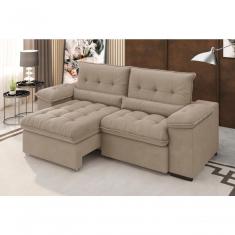 Sofá Arezzo Retrátil/reclinável 4 Lugares Suede Cappucino 2,15m - Xflex Sofás