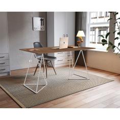 Escrivaninha Mesa Bela Vista Branco E Tampo Imbuia - Branco