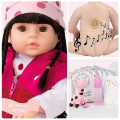 Boneca Tipo Reborn Girafinha Cabelo Longo Que Fala Com Itens - Cegonha