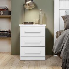 Mesa De Cabeceira 3 Gavetas Baião Lopas Branco Branco