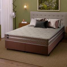 Conjunto Cama Box c/ Molas Ensacadas Georgia Bege Queen 158x198x60 - K