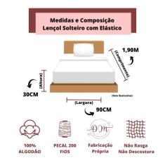 Jogo de Cama Solteiro Linha GOLD Percal 200 Fios 02 Peças Lençol Cama 