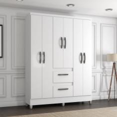 Guarda Roupa Solteiro com Pés 6 Portas 2 Gavetas Capri Poquema
