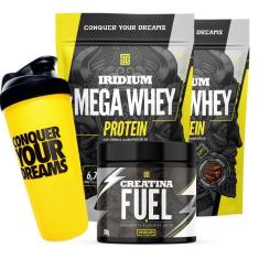Kit 2x Mega Whey Protein+ Creatina Fuel 300g + Coqueteleira - Iridium Labs-Unissex