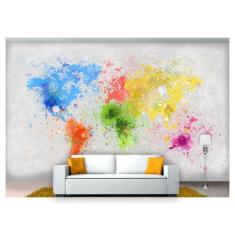 Papel De Parede Mapa Mundi Tinta Continentes Nmu15 - Você Decora