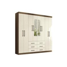 Guarda Roupa Casal Liverpool 9 Portas de Abrir 6 Gavetas MDF-MDP Castanha-Jatobá-Areia Santos Andirá