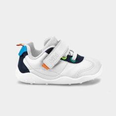 Tênis Infantil Bibi Fisioflex Originals Branco com Azul-Masculino