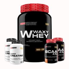 Kit Whey Protein Waxy Whey 900g + 2x BCAA 100g + 2x Creatina 100g - BB-Unissex