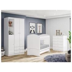 Quarto de Bebê Completo Bala de Menta 3 Portas 7 Gavetas Branco - Henn