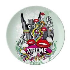 Graffiti Street Culture Placa estéreo de porcelana decorativa Salver Prato de jantar