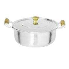 Panela Caçarola Alumínio Polido Alça e Pomel Madeira 34cm 9,0L