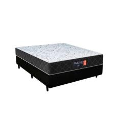 Cama Box Casal Sintético Preto + Colchão Espuma D33 Marrocos 30cm