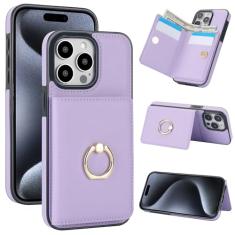 Capa carteira para iPhone 12 Pro com suporte para cartão, capa de couro com bloqueio RFID, suporte de anel giratório de 360° com fecho magnético à prova de choque para iPhone 12 Pro 6,1 polegadas