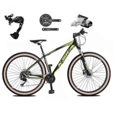 Bicicleta Aro 29 Ksw Xlt Alívio E Altus 27v Freio Hidráulico Garfo Trava Pneu Faixa - Preto-verde Tam.19