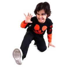 Fantasia de Abóbora Infantil Camiseta Manga Longa Halloween - Fantasia