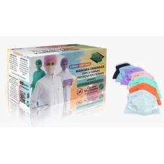 Máscara Descartável Tripla Com Elástico Colorida C/50 Protdesc