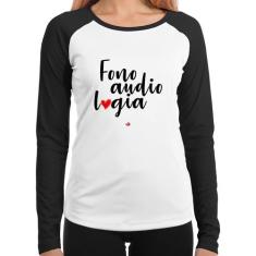 Baby Look Raglan Fonoaudiologia por amor Manga Longa - Foca na Moda, B