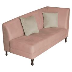Recamier Heitor 160cm com Almofada Lado Esquerdo Suede Rosê/Bege