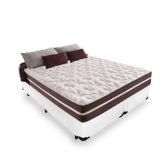 Cama Box King 193 Tecido Sintético Branco com Colchão Little Angel - Bello Box - Mola Superlastic 62x193x203