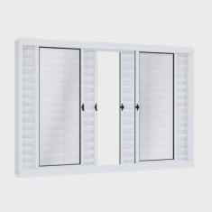 Janela de Aço Veneziana de Correr 120x150cm 6 Folhas com Vidro Riobras