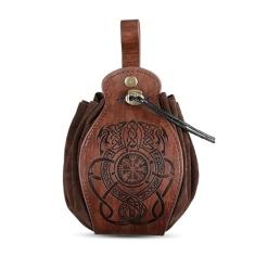 Bolsa de cinto de couro medieval vintage renascentista viking LARP fantasias cosplay bolsa de moedas com cordão suporte de telefone bolsa de cintura, Dragão, Renascentista