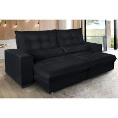 Sofá Retrátil e Reclinável 2,70m Suede Miami - Sofá Casa, Preto