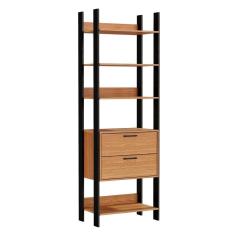 Guarda Roupa Closet Industrial 2 Gavetas 4 Prateleiras Tw401 Freijó/preto Fosco - Pradel