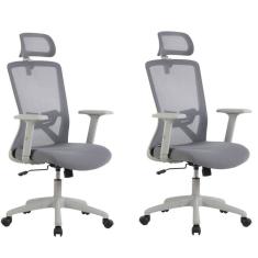 Kit com 2 Cadeira para Escritório Office Dallas Cinza