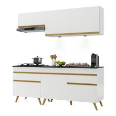 Armário De Cozinha Compacta 190cm V2030 Branco Dourado