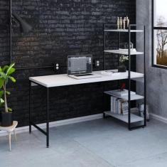 Escrivaninha Mesa Escritório com Estante Estilo Active 4 Prateleiras 1