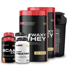 Kit 2x Whey Protein Waxy Whey 900g + 2x BCAA 100g + 2x Creatina 100g + Coq - Bodybuilders-Unissex