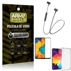 Fone Bluetooth Hs615+Capa Anti Shock+Película 3D Samsung A30 - Armyshi