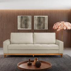 Sofá Cama 3 Lugares 224cm Alegra Linho Palha