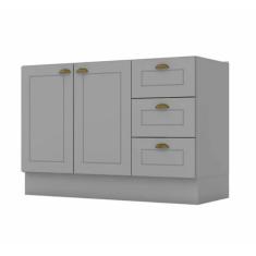 Balcão 2 Portas Clássico Americana 120 cm sem Tampo Henn C353-05 - Cinza