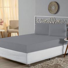 Jogo de Lençol King Malha 100% Algodão 3 Peças - Cinza