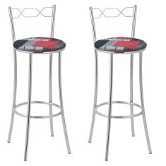 Kit 2 Banquetas Cromadas Bc51-a E522 Cromado/Preto/Cinza