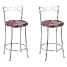 Kit 2 Banquetas Cromadas Bc51-c - E511 Cromada/Vermelho