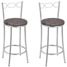 Kit 2 Banquetas Cromadas Bc51-c B206 Cromado/Marrom