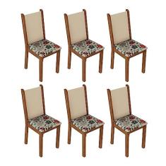 Kit 6 Cadeiras 4291 Madesa - Rustic/crema/hibiscos